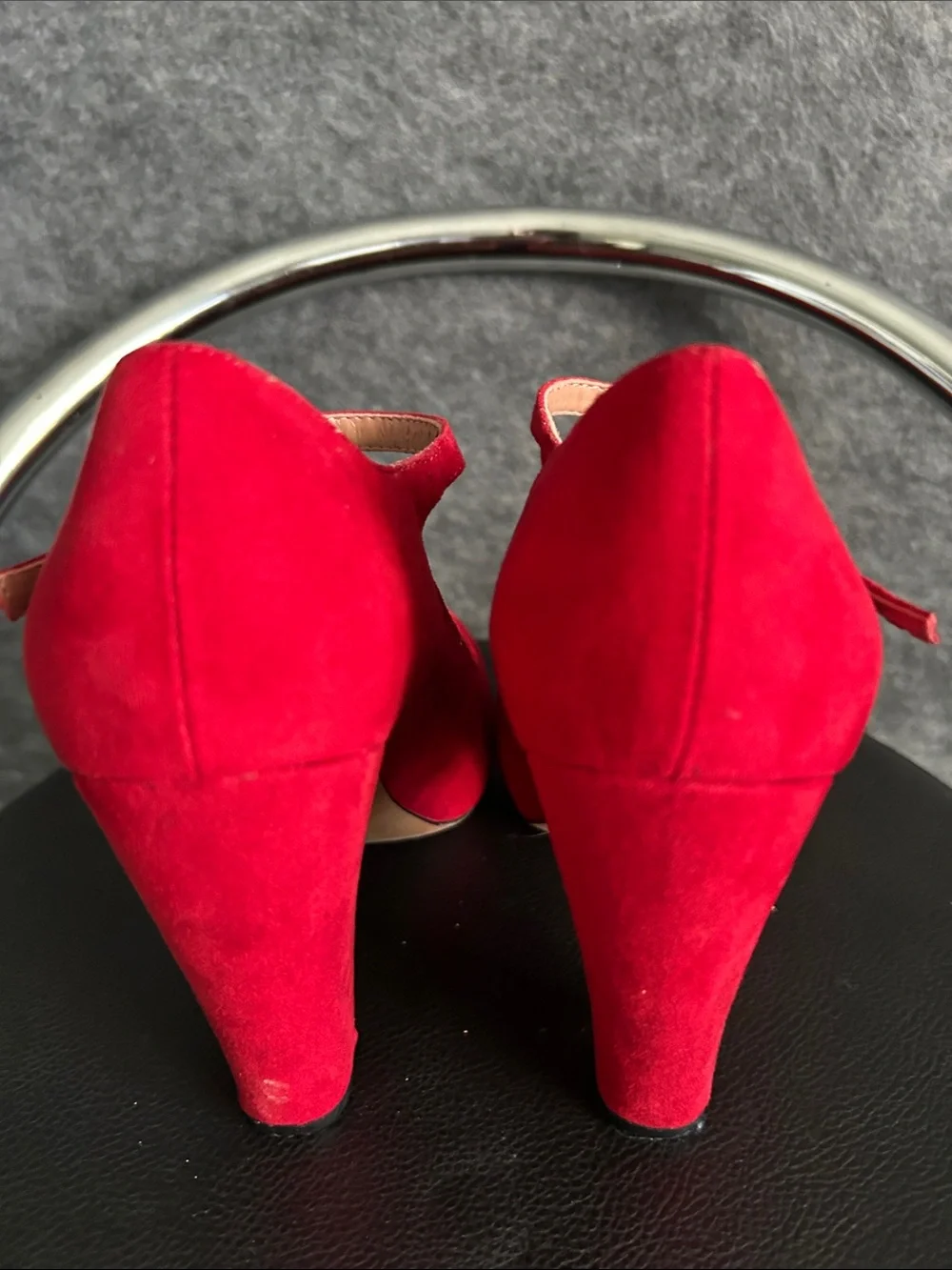 Crown Vintage Red Suede Mary Jane Pumps
